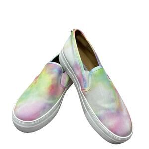 Steve Madden Women Toshe Slip on Flats Size 7 Tie Dye Multicolor Kawaii Rainbow